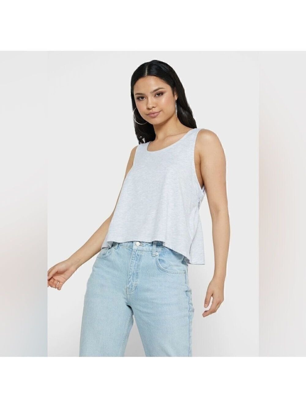 TOPSHOP Cropped Tank Top Ballet Wrap Gray Knitted Scoop Neck Size XS